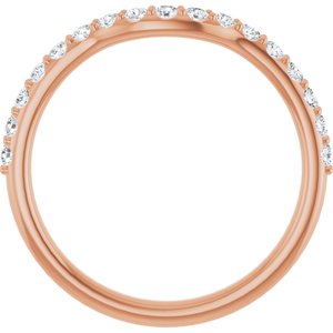 14K Rose 1/3 CTW Lab Grown Diamond Contour Band