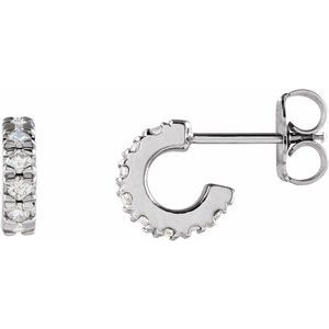 14K White 1/4 CTW Lab-Grown Diamond French-Set Huggie Hoop Earrings