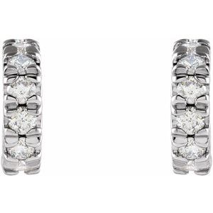14K White 1/4 CTW Lab-Grown Diamond French-Set Huggie Hoop Earrings