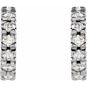 14K White 1/3 CTW Lab-Grown Diamond French-Set 10 mm Huggie Hoop Earrings