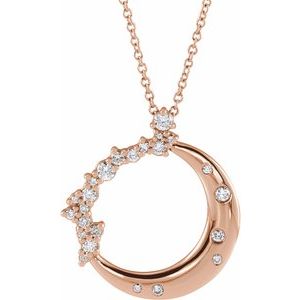 14K Rose 1/4 CTW Lab-Grown Diamond Crescent Moon 16-18" Necklace