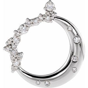 14K White 1/4 CTW Lab-Grown Diamond Crescent Moon Pendant