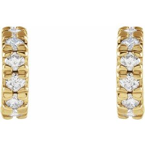14K Yellow 1/4 CTW Lab-Grown Diamond French-Set Huggie Hoop Earrings