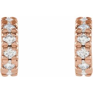 14K Rose 1/4 CTW Lab-Grown Diamond French-Set Huggie Hoop Earrings