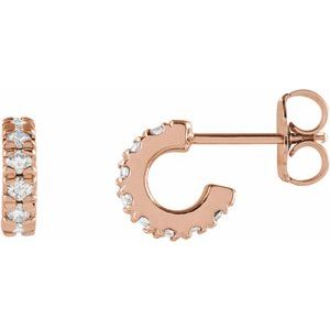14K Rose 1/4 CTW Lab-Grown Diamond French-Set Huggie Hoop Earrings