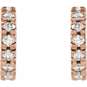 14K Rose 1/3 CTW Lab-Grown Diamond French-Set 10 mm Huggie Hoop Earrings