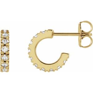 14K Yellow 1/3 CTW Lab-Grown Diamond French-Set 10 mm Huggie Hoop Earrings