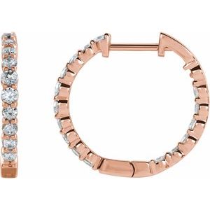 14K Rose 1 CTW Lab-Grown Diamond Inside-Outside Hinged 19.3 mm Hoop Earrings