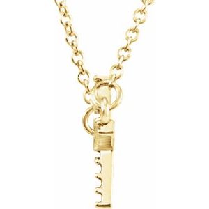 14K Yellow 1/10 CTW Lab-Grown Diamond Sideways Cross 16-18" Necklace