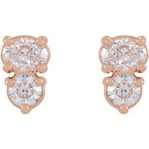 14K Rose 1/2 CTW Lab-Grown Diamond Two-Stone Earrings