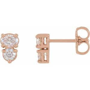 14K Rose 1/2 CTW Lab-Grown Diamond Two-Stone Earrings