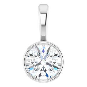 14K White 1/4 CT Lab-Grown Diamond Bezel-Set Solitaire Pendant