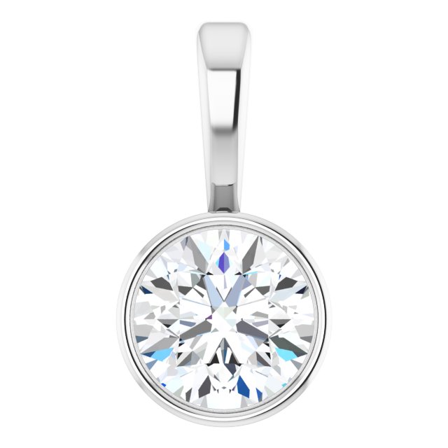 14K White 1/4 CT Lab-Grown Diamond Bezel-Set Solitaire Pendant