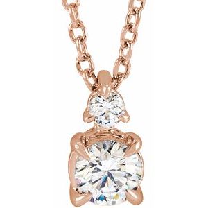 14K Rose 1/4 CTW Lab-Grown Diamond Claw-Prong 16-18" Necklace