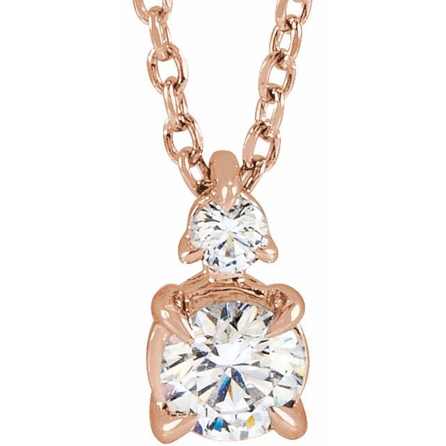 14K Rose 1/4 CTW Lab-Grown Diamond Claw-Prong 16-18" Necklace