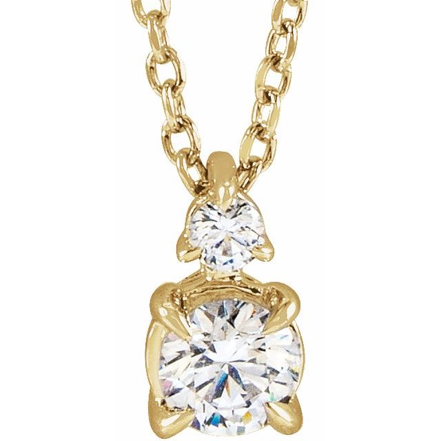 14K Yellow 1/4 CTW Lab-Grown Diamond Claw-Prong 16-18" Necklace