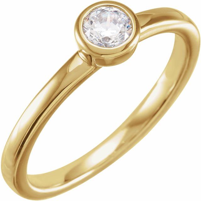 14K Yellow 1 CT Lab-Grown Diamond Bezel-Set Ring