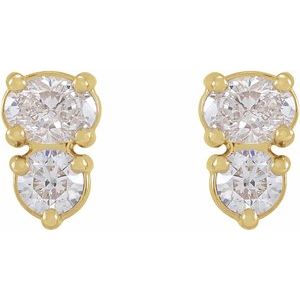 14K Yellow 1/2 CTW Lab-Grown Diamond Two-Stone Earrings
