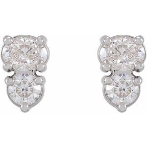 14K White 1/2 CTW Lab-Grown Diamond Two-Stone Earrings