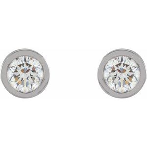 14K White 1/10 CTW Lab-Grown Diamond Micro Bezel-Set Earrings