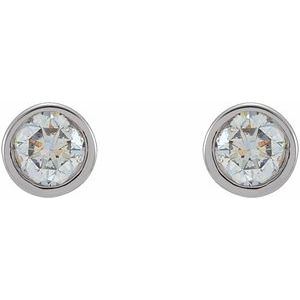 14K White 1/8 CTW Lab-Grown Diamond Micro Bezel-Set Earrings