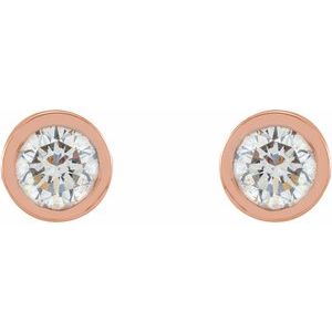 14K Rose 1/10 CTW Lab-Grown Diamond Micro Bezel-Set Earrings