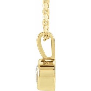 14K Yellow 1/4 CT Lab-Grown Diamond Bezel-Set Solitaire 16-18" Necklace
