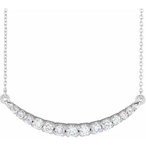 14K White 3/4 CTW Lab-Grown Diamond French-Set Bar 18" Necklace