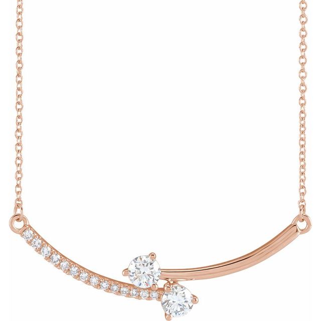 14K Rose 5/8 CTW Lab-Grown Diamond Two-Stone 18" Necklace