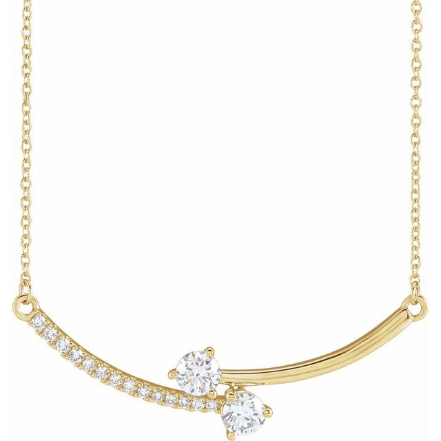 14K Yellow 5/8 CTW Lab-Grown Diamond Two-Stone 18" Necklace