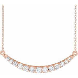 14K Rose 3/4 CTW Lab-Grown Diamond French-Set Bar 18" Necklace
