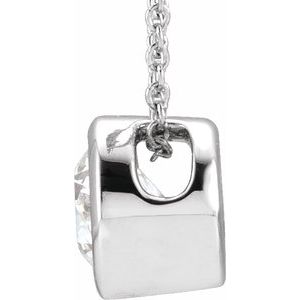 14K White 3/4 CT Lab-Grown Diamond Solitaire 16-18" Necklace