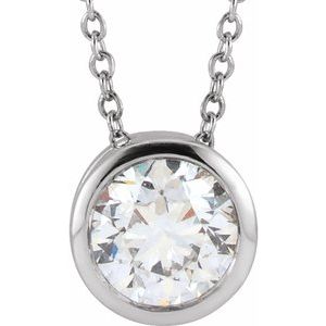 14K White 1/2 CT Lab-Grown Diamond Solitaire 16-18" Necklace