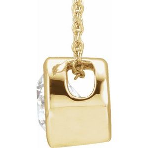 14K Yellow 1 CT Lab-Grown Diamond Solitaire 16-18" Necklace