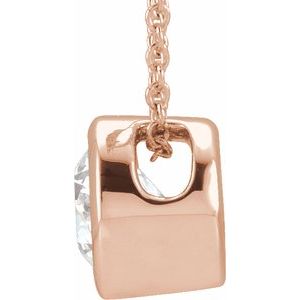 14K Rose 1/4 CT Lab-Grown Diamond Solitaire 16-18" Necklace