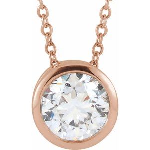 14K Rose 1/4 CT Lab-Grown Diamond Solitaire 16-18" Necklace