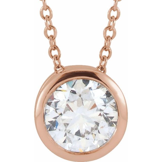 14K Rose 1/2 CT Lab-Grown Diamond Solitaire 16-18" Necklace