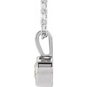 14K White 1/4 CT Lab-Grown Diamond Bezel-Set Solitaire 16-18" Necklace