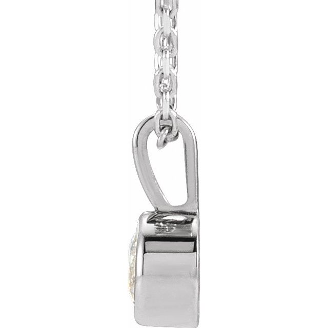 14K White 1/4 CT Lab-Grown Diamond Bezel-Set Solitaire 16-18" Necklace