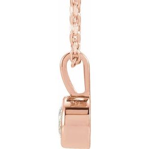 14K Rose 1/4 CT Lab-Grown Diamond Bezel-Set Solitaire 16-18" Necklace