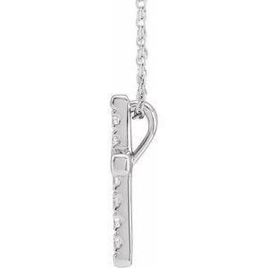 14K White 1/5 CTW Lab-Grown Diamond French-Set Cross 16-18" Necklace