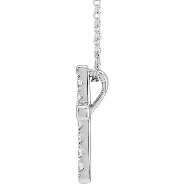 14K White 1/5 CTW Lab-Grown Diamond French-Set Cross 16-18" Necklace