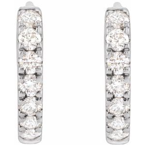 14K White 1/5 CTW Lab-Grown Diamond 10 mm Hoop Earrings
