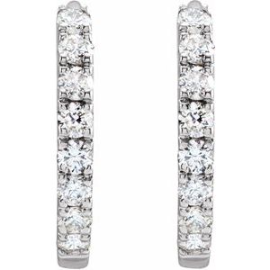 14K White 1/5 CTW Lab-Grown Diamond 12 mm Hoop Earrings