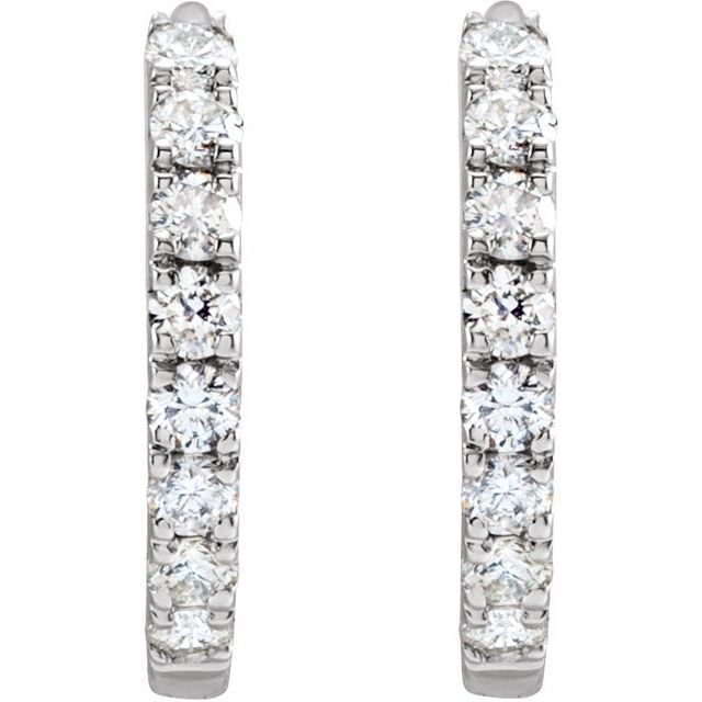 14K White 1/5 CTW Lab-Grown Diamond 12 mm Hoop Earrings
