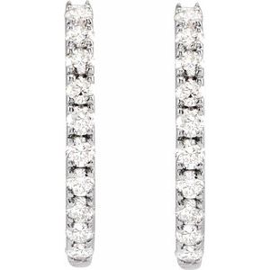 14K White 1/4 CTW Lab-Grown Diamond 14 mm Hoop Earrings