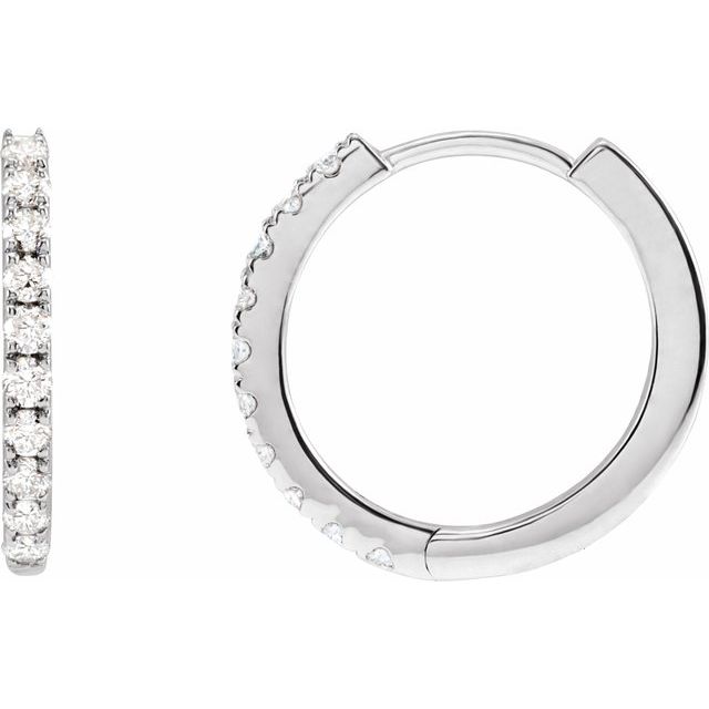 14K White 1/4 CTW Lab-Grown Diamond 14 mm Hoop Earrings