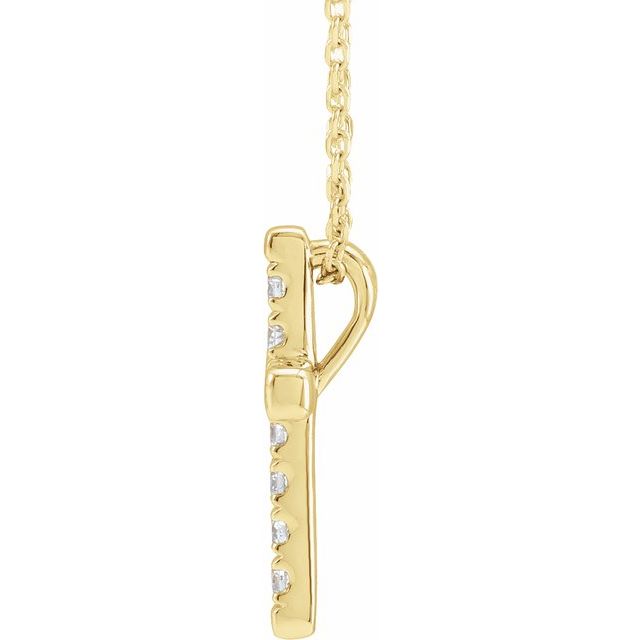 14K Yellow 1/5 CTW Lab-Grown Diamond French-Set Cross 16-18" Necklace