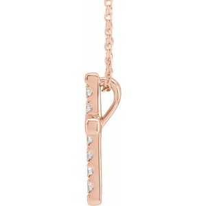 14K Rose 1/5 CTW Lab-Grown Diamond French-Set Cross 16-18" Necklace