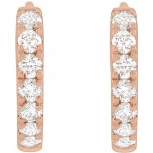 14K Rose 1/5 CTW Lab-Grown Diamond 10 mm Hoop Earrings